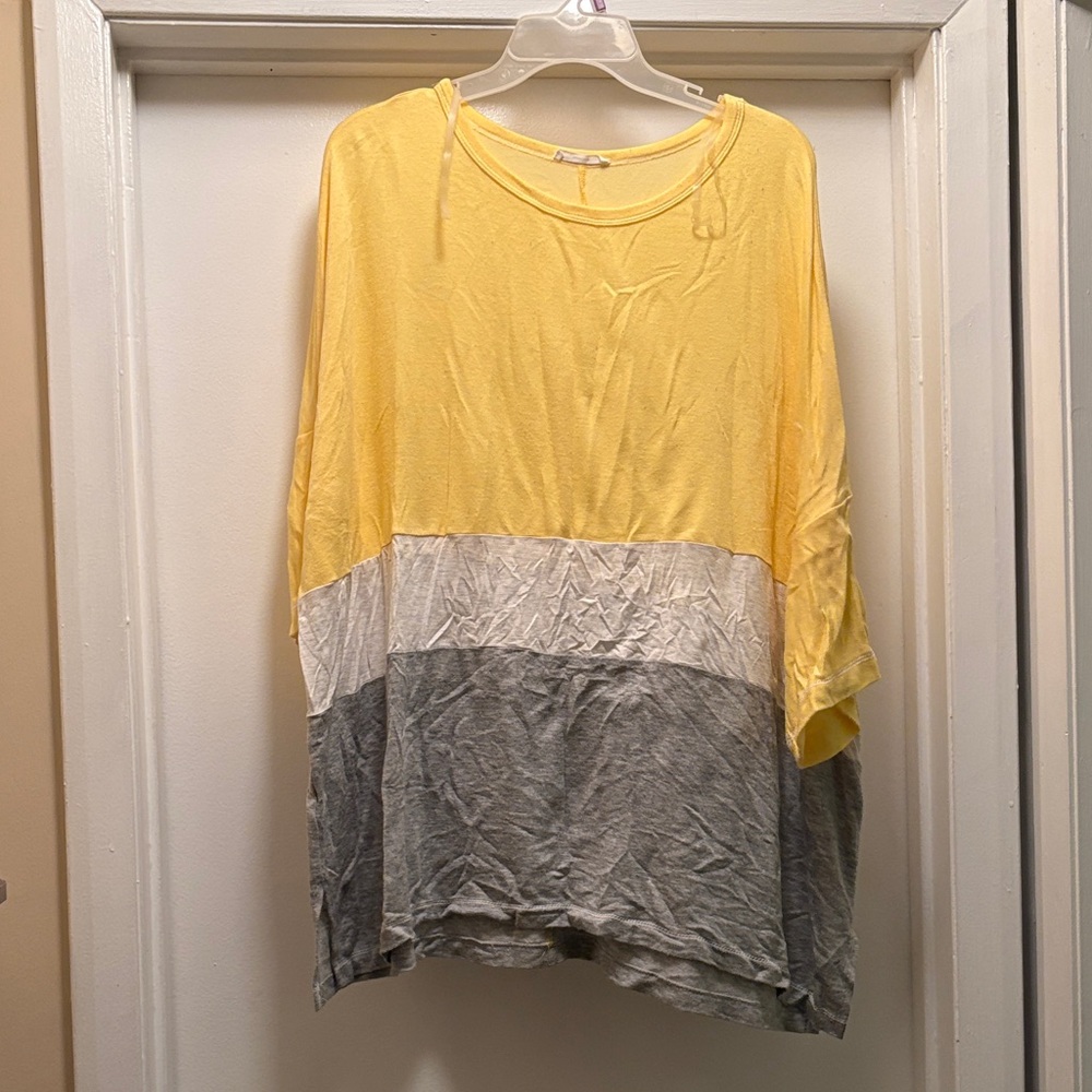 Chic Soul Yellow and Gray Color Block Tunic